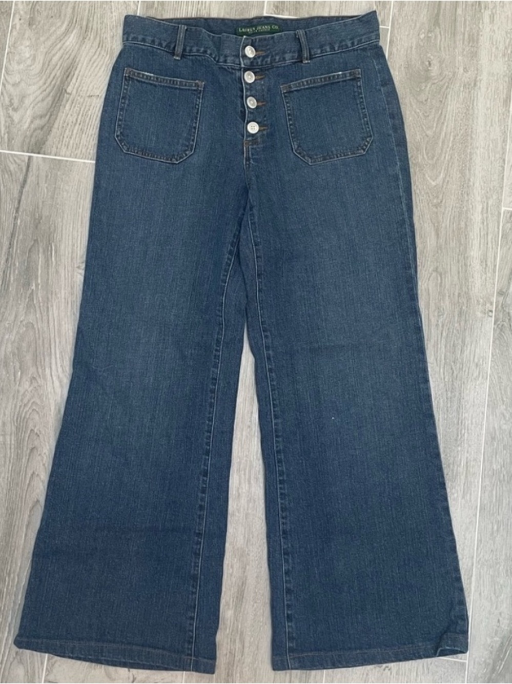 Lauren Ralph Lauren Sailor Jeans Front Patch Pocket Wide Leg Button Fly 8